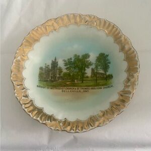 Antique Canadian Souvenir Bowl Belleville Ontario Church